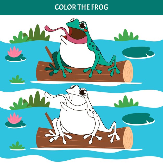 Free vector hand drawn frog for coloring