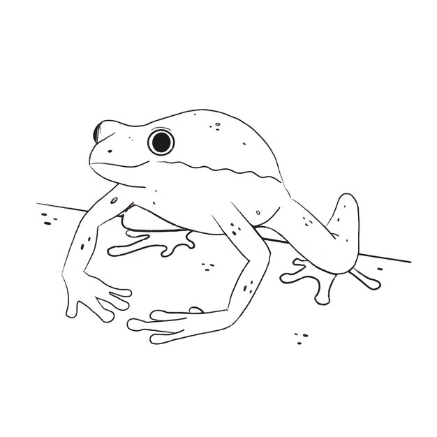 Hand drawn frog outline illustration