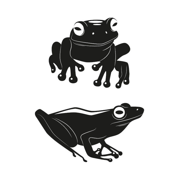 무료 Vector 손으로 그린 개구리 실루엣