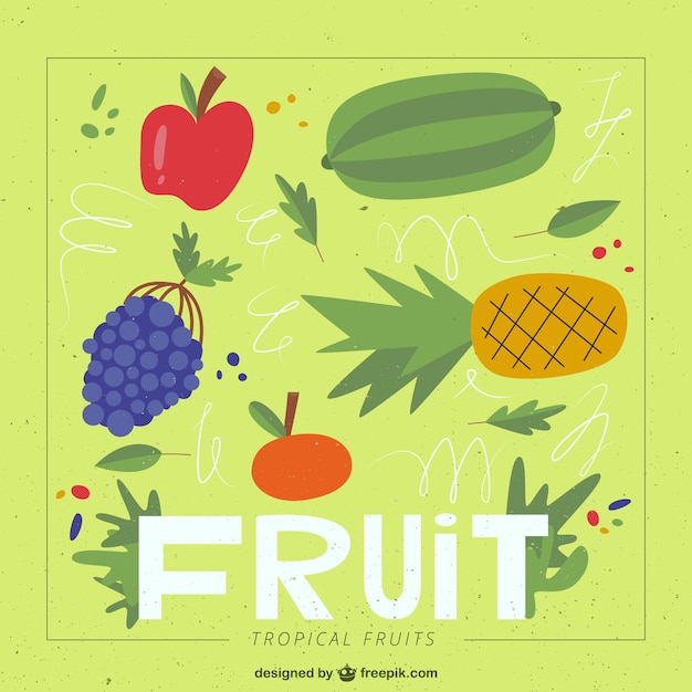 Vettore gratuito disegnata a mano sfondo frutta