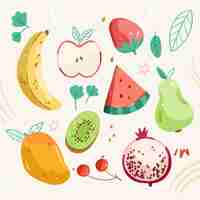 Free vector hand drawn fruit collection