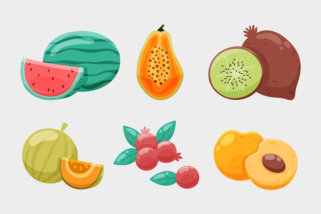 Raccolta di frutta disegnata a mano