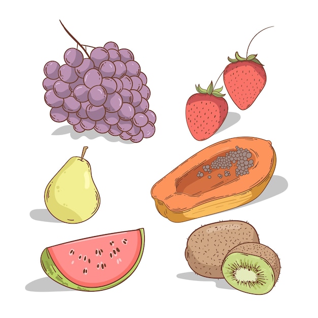 Free vector hand drawn fruit collection