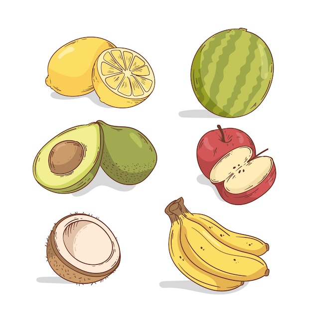 Hand drawn fruit collection