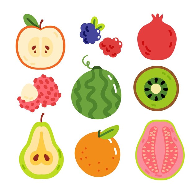 Коллекция рисованной фруктов
