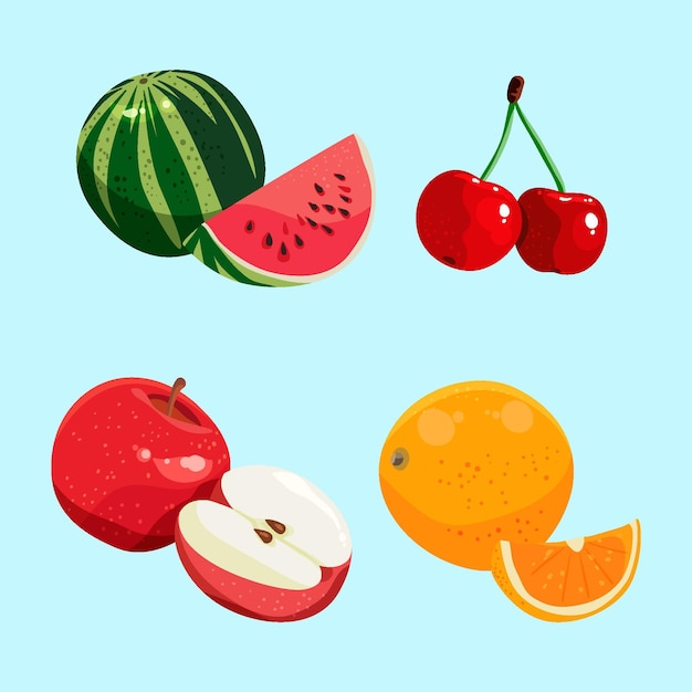 Коллекция рисованной фруктов