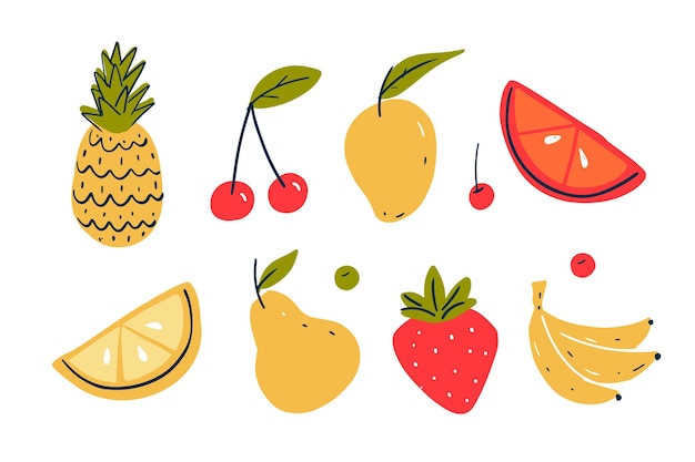 Hand drawn fruit collection