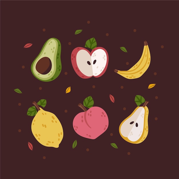 Free vector hand drawn fruit collection