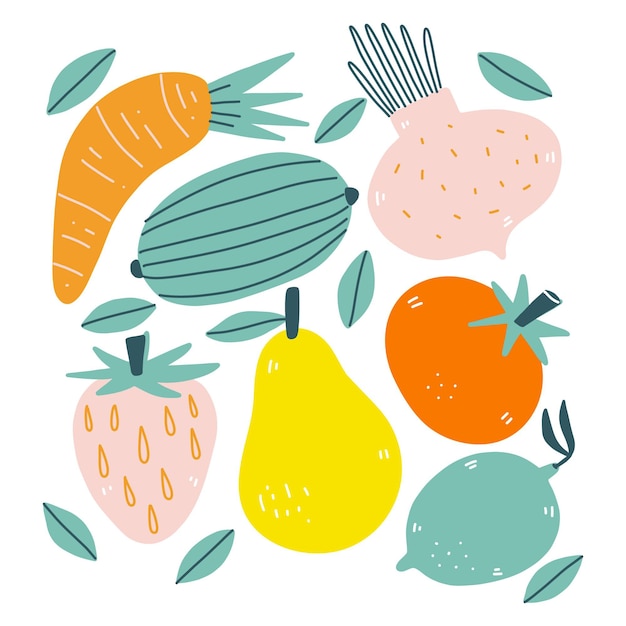 Free vector hand drawn fruit collection