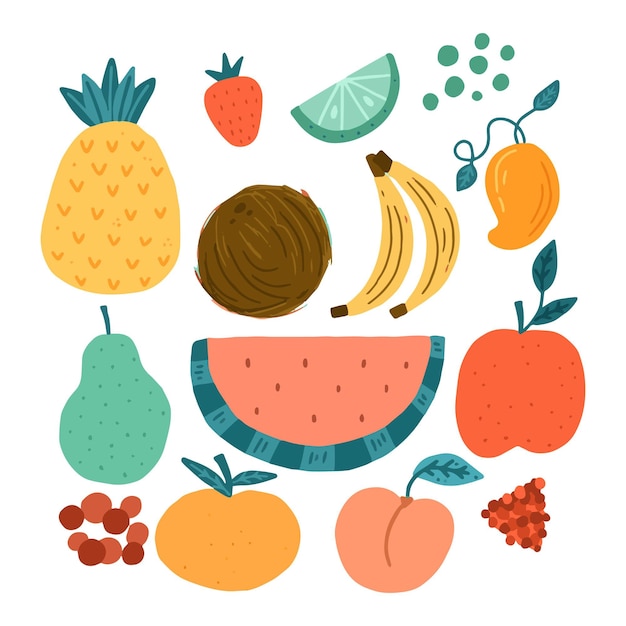 Free vector hand drawn fruit collection