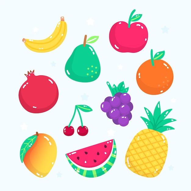 Raccolta di frutta disegnata a mano