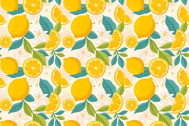 Free vector hand drawn fruit and floral design pattern