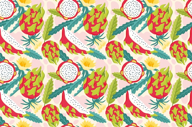 Free vector hand drawn fruit and floral design pattern