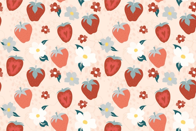 Hand drawn fruit and floral pattern design