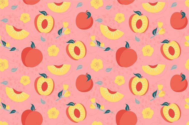 Hand drawn fruit and floral pattern design