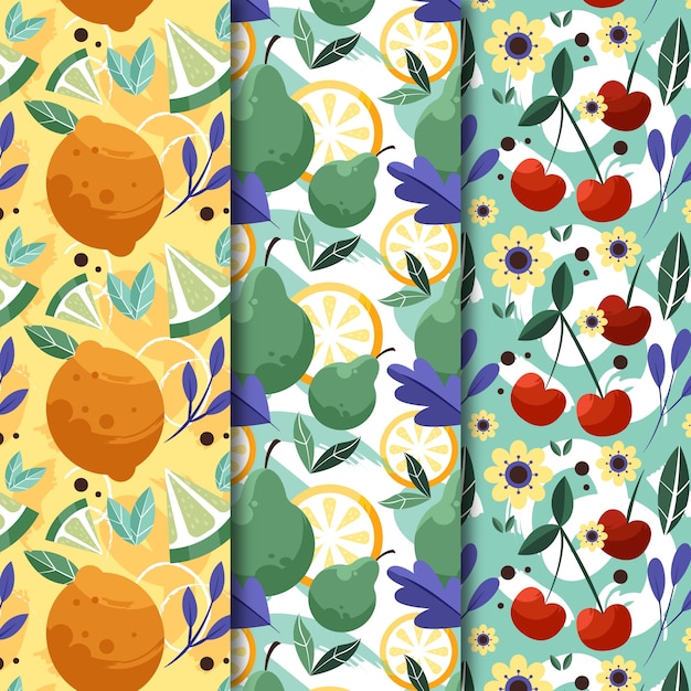 Hand drawn fruit and floral pattern design