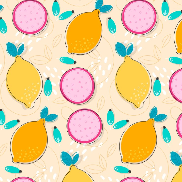 Free Vector hand drawn fruit and floral pattern design