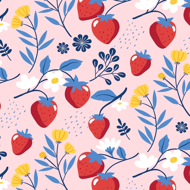 Free vector hand drawn fruit and floral pattern design