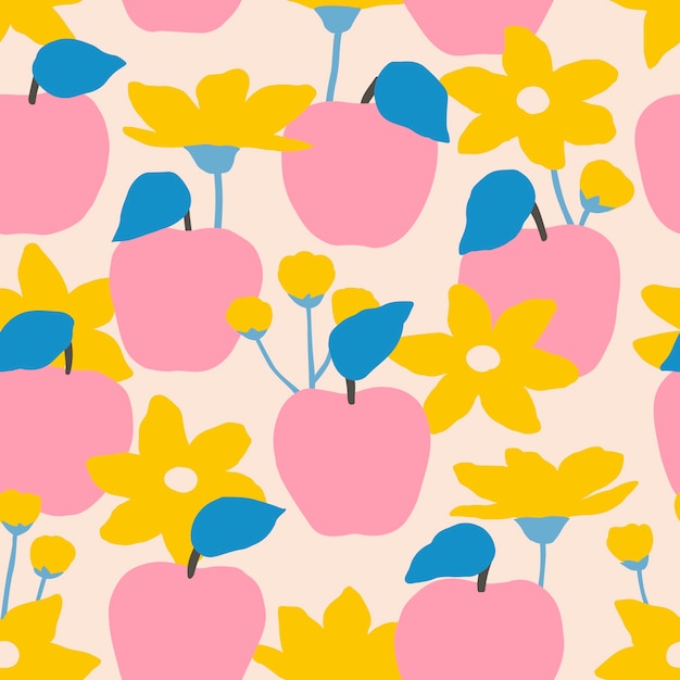 Hand drawn fruit and floral pattern design