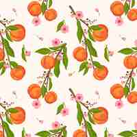 Free vector hand drawn fruit and floral pattern design