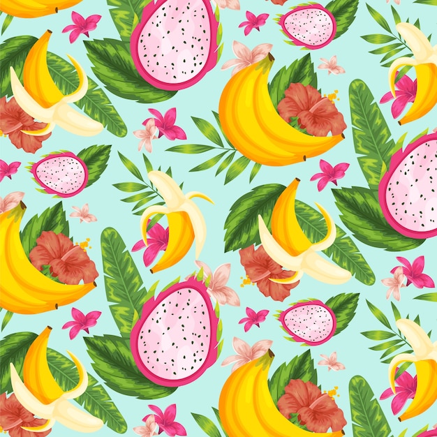 Free vector hand drawn fruit and floral pattern illustration