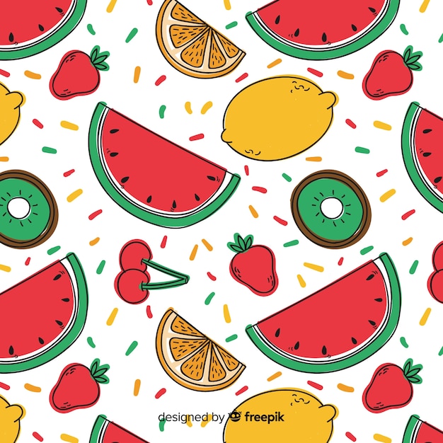 Free vector hand drawn fruit pattern background