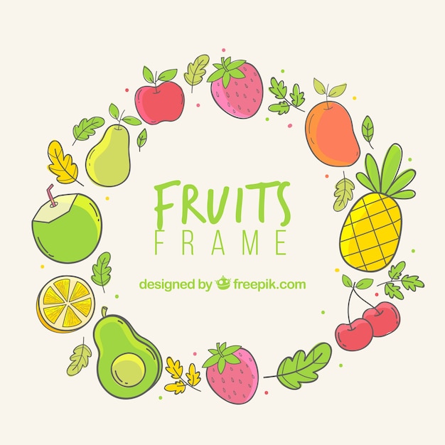 Hand drawn fruits frame