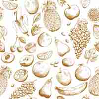 Free vector hand drawn fruits seamless pattern