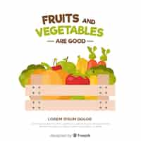 Free vector hand drawn fruits and vegetables background