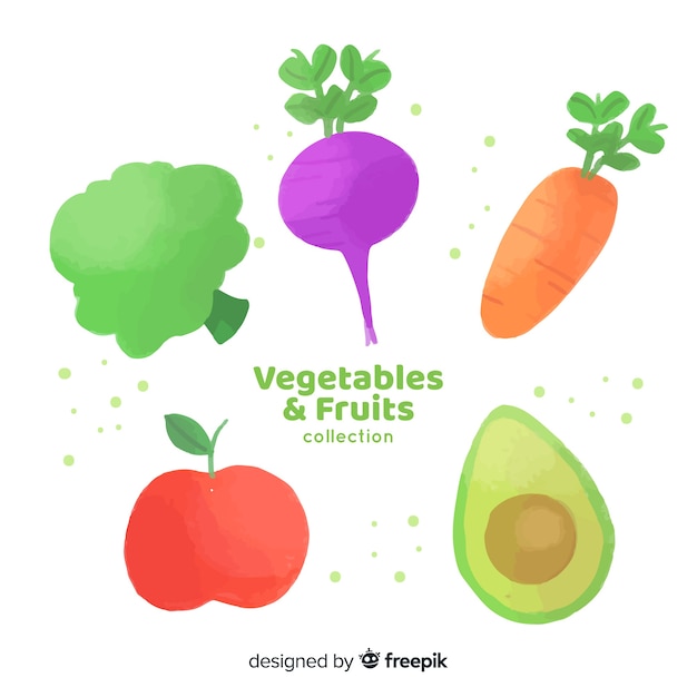 Hand drawn fruits and vegetables collection