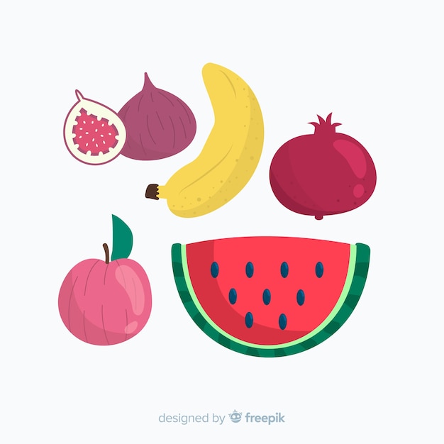 Raccolta di frutta e verdura disegnata a mano