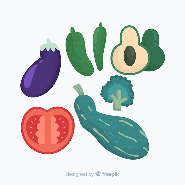 Hand drawn fruits and vegetables collection