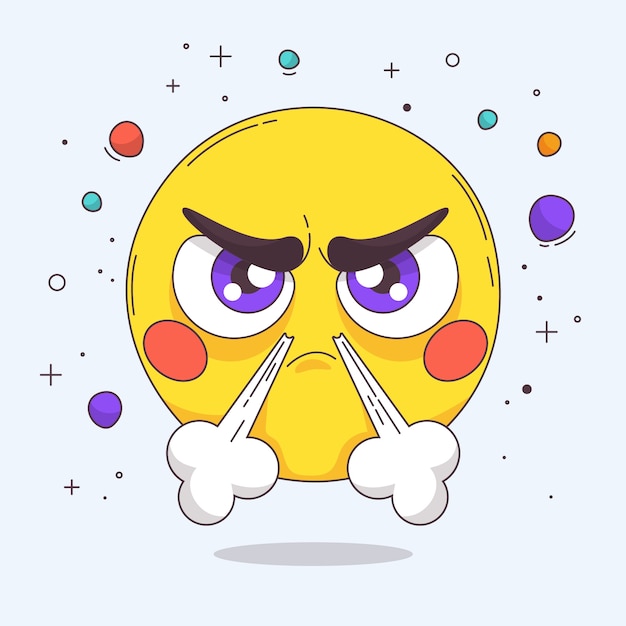 Hand drawn frustrated emoji illustration