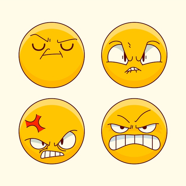 Vettore gratuito illustrazione emoji frustrata disegnata a mano