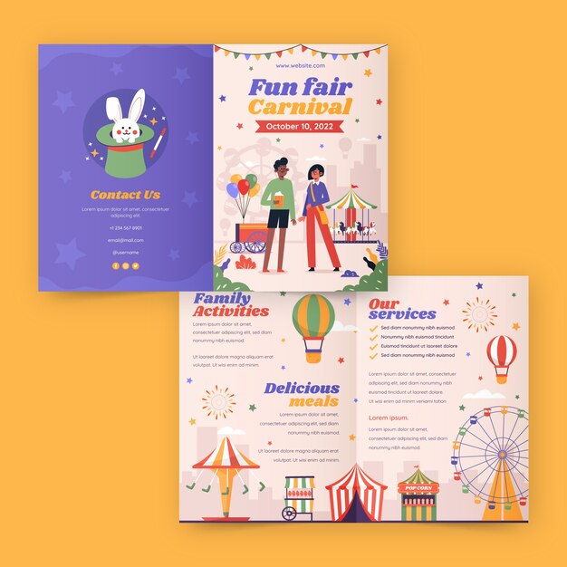 Free vector hand drawn fun fair brochure template