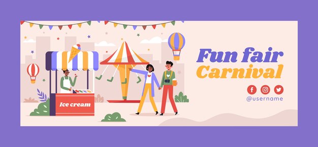Hand drawn fun fair facebook cover
