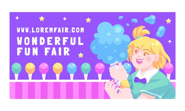 Hand drawn fun fair facebook template
