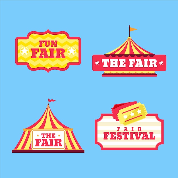 Free vector hand drawn fun fair label collection