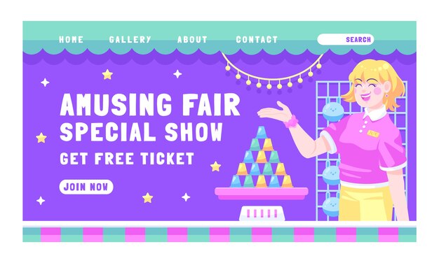 Hand drawn fun fair landing page