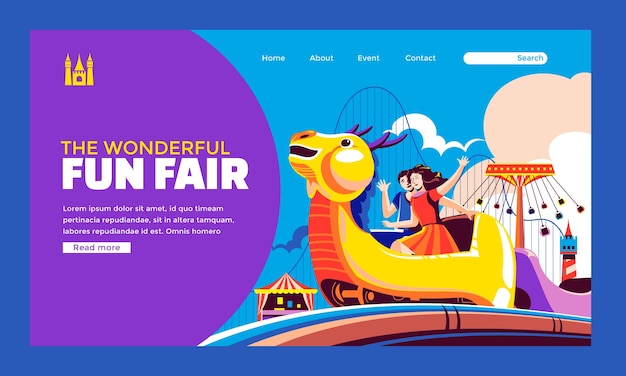 Vettore gratuito modello web di luna park disegnato a mano