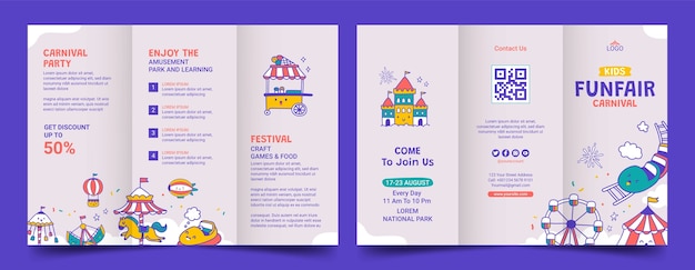 Free vector hand drawn funfair entertainment brochure