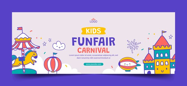 Hand drawn funfair entertainment facebook cover