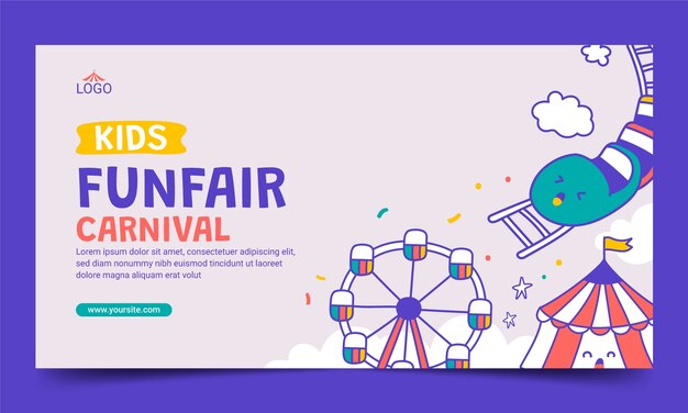 Hand drawn funfair entertainment facebook template