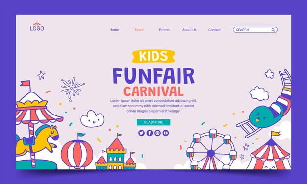 Hand drawn funfair entertainment landing page