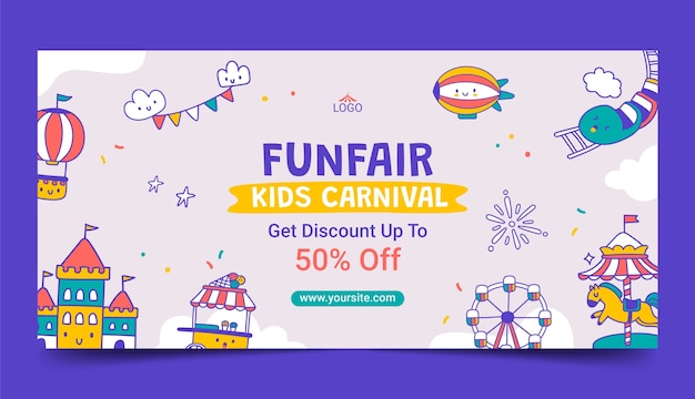 Free vector hand drawn funfair entertainment sale banner