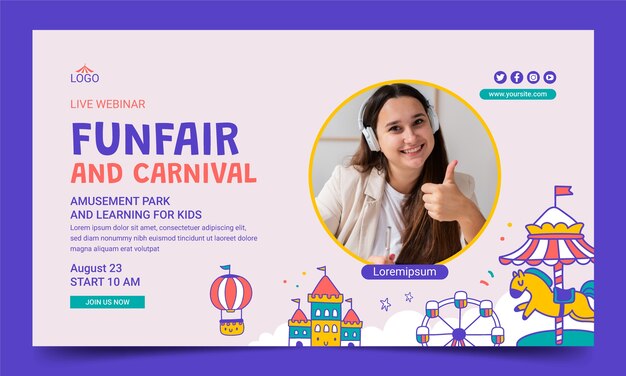 Hand drawn funfair entertainment webinar
