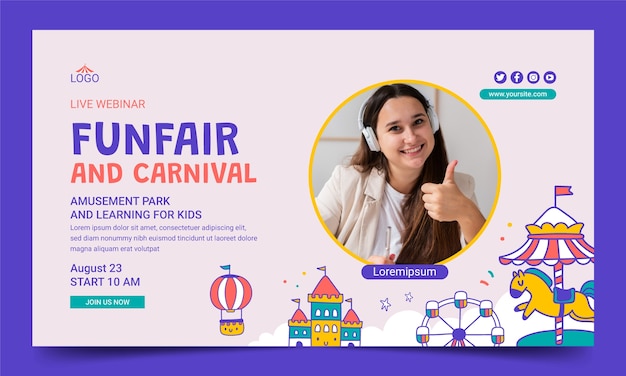 Hand drawn funfair entertainment webinar