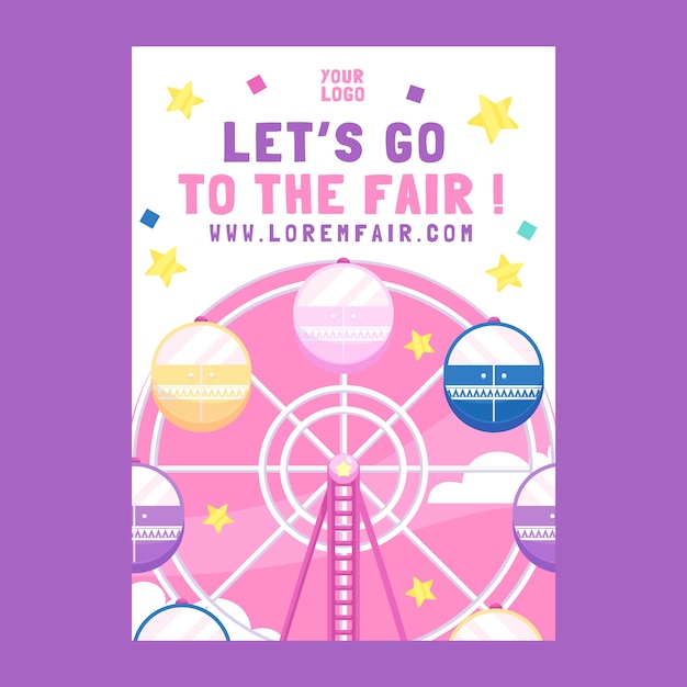 Hand drawn funfair poster template