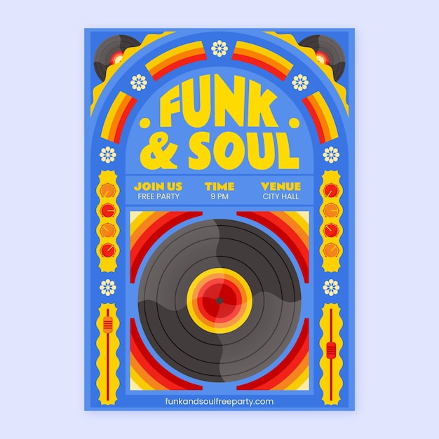 무료 벡터 손으로 그린 펑크와 영혼의 음악 포스터 템플릿