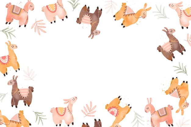 Hand drawn funny alpaca background